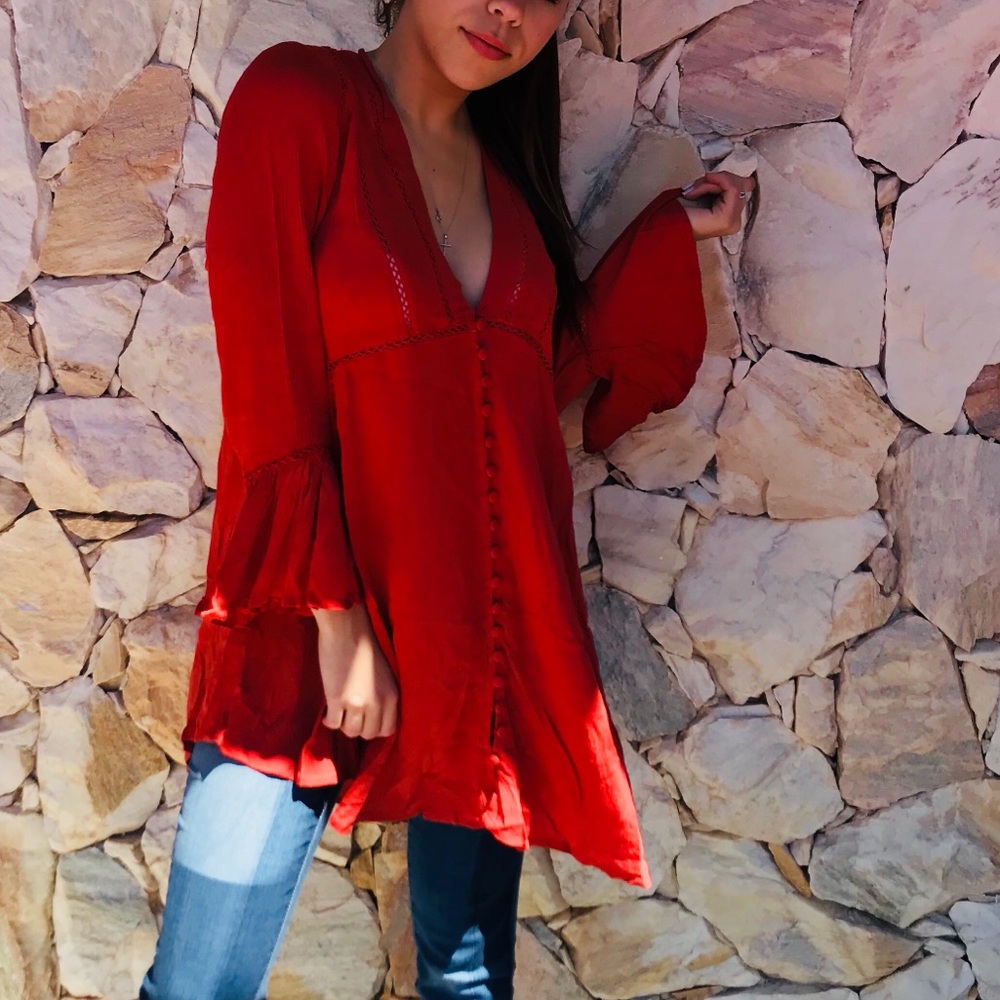 LAST ONE! Long Sleeve Bohemian Tunic Top - Picture 4 of 6